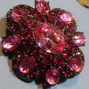 PINK AND FUCHSIA RHINESTONE BROOCH/PIN
